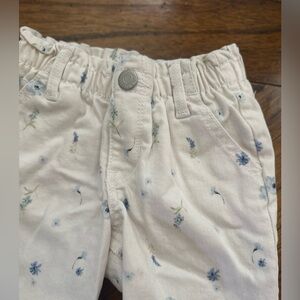 Old Navy Kids Floral Print Jeans - Cream and Blue